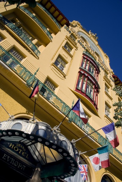 CZECH REPUBLIC, Bohemia, Prague, The 1906 Art Nouveau Hotel Europa in Wenceslas Square in the New
