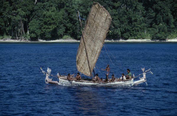 PACIFIC ISLANDS, Melanesia, Papua New Guinea, Marshall Bennett Islands.Gawa Island. Local outrigger