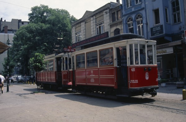 TURKEY, Istanbul, Tunel Tram on Istiklal Caddesi or Independence Avenue in the Beyoglu district of