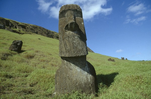 PACIFIC ISLANDS, Easter Island, Rano Raraku Crater. Moai Statues abandonned in transit on the