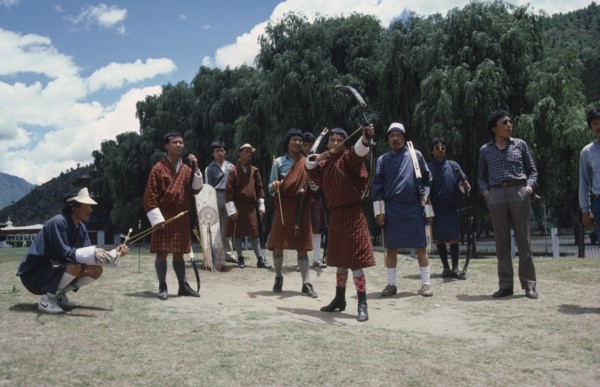 BHUTAN, People, Competitors in archery competition.