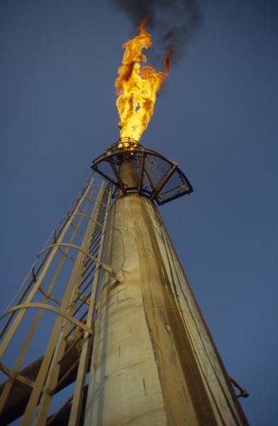 EGYPT, Sinai, Agip oil fields gas burn off.