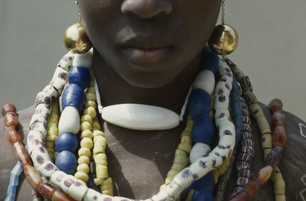 GHANA, Tribal People, Fante girl at dipa initiation ceremony held at onset of menstruation.  Detail