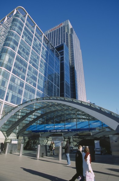 ENGLAND, London, Canary Wharf Underground station entrance.
