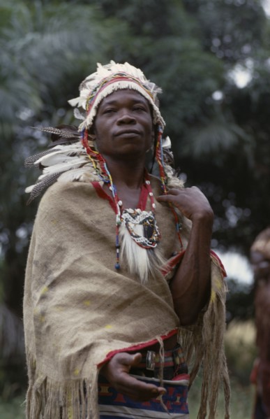 CONGO, Tribal People, Portrait of traditional dancer of African ballet group.