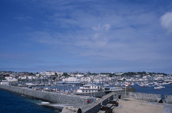 UNITED KINGDOM, Channel Islands, Guernsey, St Peter Port. Castle Cornet. View across castle walls