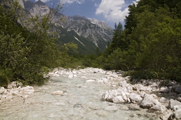 SLOVENIA , Triglav National Park, Julian Mountain Range, Looking along the Vrata Valley the longest