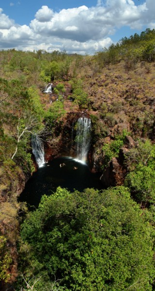 Australia, Northern Territory, Near Bachelor, Vertical Panorama Florence Falls - Outback