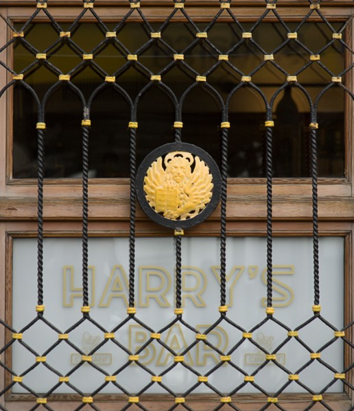 ITALY, Veneto, Venice, "A window of Harrys Bar, home of the Bellini cocktail, beside the Grand
