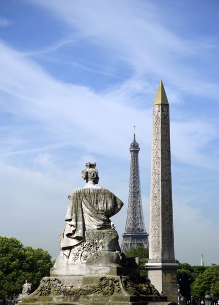 FRANCE, Ile de France, Paris, View across the Place de la Concorde showing the Obelisk and the