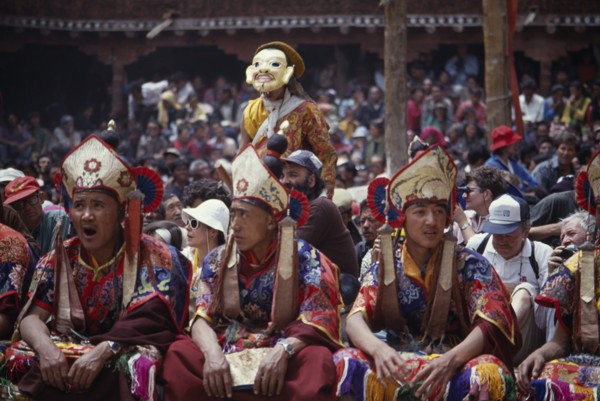 INDIA, Ladakh, Hemis Gompa, "Tibetan Buddhist lamas dressed for Hemis Festival to celebrate the