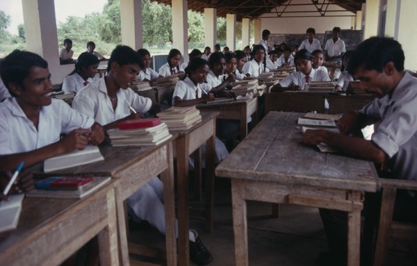 SRI LANKA, Education, Teacher and pupils in classroom of rural school.