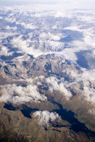 ITALY, , Aerial view of the foothills of The Alps in northern Italy during the summer