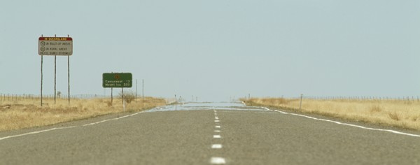 AUSTRALIA, Queensland, Nowhere, The Queensland NT Border in the Mirage Haze
