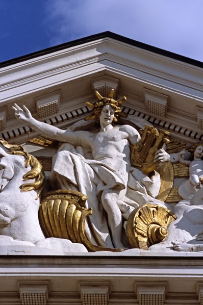BULGARIA, Sofia, "Ivan Vazaov National Theatre, Apollo of the Muses carving."