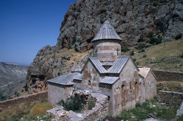 ARMENIA, Marmashen, Church with mountain backdrop 7th-10th Century.