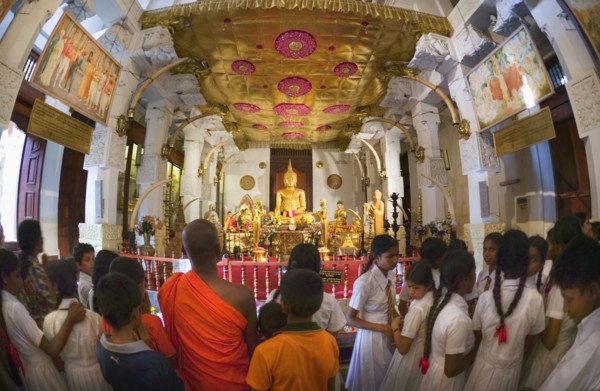SRI LANKA, Kandy, Interior of Sri Dalada Maligawa (Temple of the Tooth).