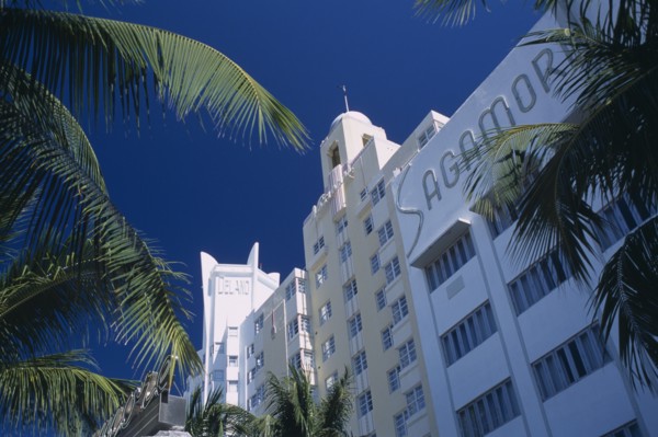 USA, Florida, Miami, "South Beach. Collins Avenue. The Delano, The National and The Sagamore Hotel