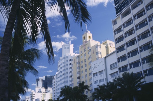 USA, Florida, Miami, "South Beach. Collins Avenue. The Delano, The National and The Sagamore Hotel
