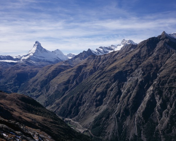 SWITZERLAND, Valais, Matterhorn, "South Mattertal with view of left to right, Matterhorn 4478metres