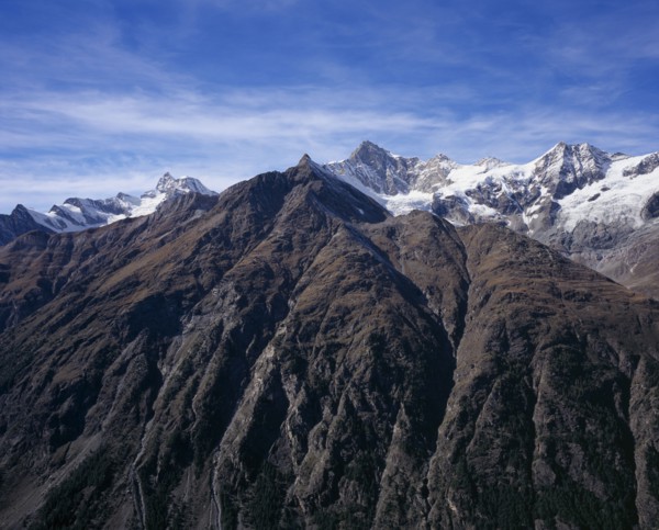 SWITZERLAND, Valais, South Mattertal , "View left to right, Gabelhorn Ridge, Mattelhorn 3406metres