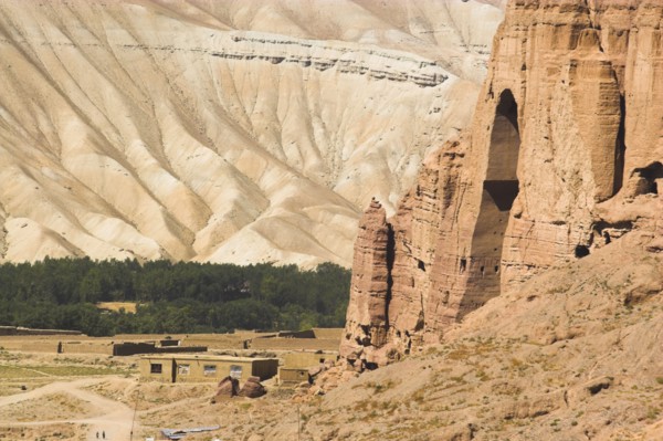 AFGHANISTAN, Bamiyan Province, Bamiyan , Empty niche in cliffs where the famous carved large Budda