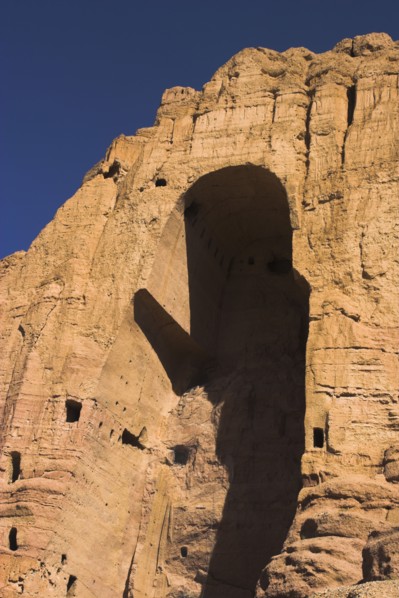 AFGHANISTAN, Bamiyan Province, Bamiyan , Empty niche in cliffs where the famous carved large Budda