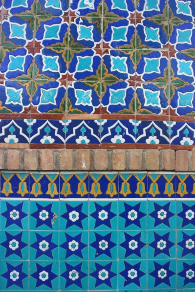 AFGHANISTAN, "Mazar-I-Sharif,", "Detail of tilework, Shrine of Hazrat Ali (who was assissinated in