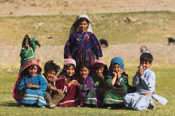 AFGHANISTAN, Ghor Province, Pal-Kotal-i-Guk, "Aimaq nomad camp, Aimaq children