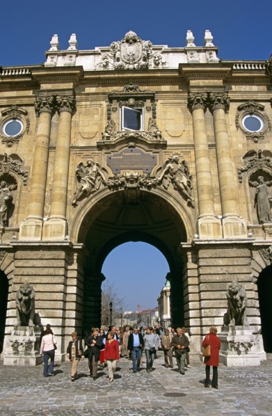 HUNGARY, Budapest, "Castle and Palace complex, inner courtyard, Castle Hill District."