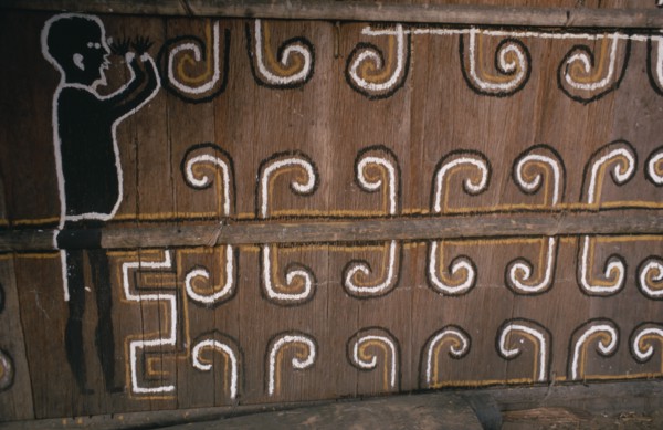 COLOMBIA, North West Amazon, Tukano Indigenous People, Detail of Barasana painted design including
