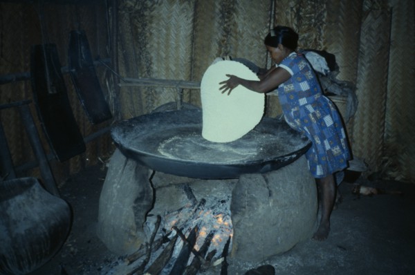 COLOMBIA, North West Amazon, Tukano Indigenous People, Barasana woman making casabe bread from