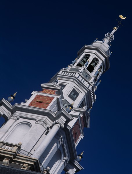 HOLLAND, Noord Holland, Amsterdam, Zuiderkerk Tower completed in 1614. Angled view of the first