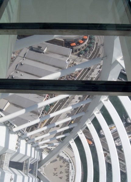 ENGLAND, Hampshire, Portsmouth, Gunwharf Quays. The Spinnaker Tower. Interior view looking down