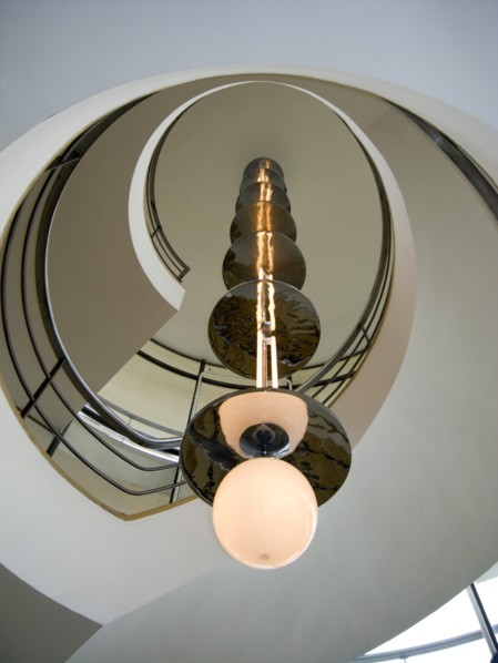 ENGLAND, East Sussex, Bexhill-on-Sea, The De La Warr Pavilion. Detail of the chrome Bauhaus globe