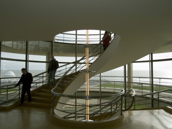 ENGLAND, East Sussex, Bexhill-on-Sea, The De La Warr Pavilion. Interior view of the helix staircase