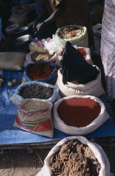 SENEGAL, Dakar, Spices for sale in the market.