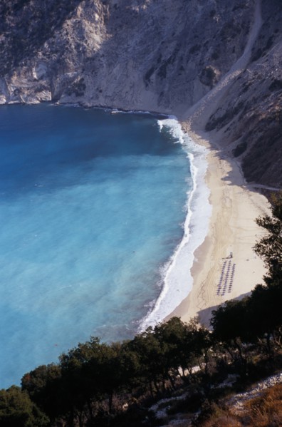 GREECE, Ionian Islands, Cephalonia, View over Mirtos beach.