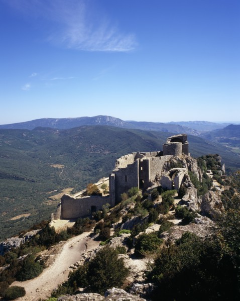 FRANCE, Languedoc-Roussillon, Aude, "Chateau Peyrepertuse.  Ruined medieval Cathar castle