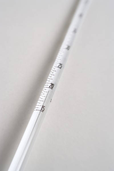 SCIENCE, Medical, Measurement, Detail of white mercury thermometer showing temperature scale and