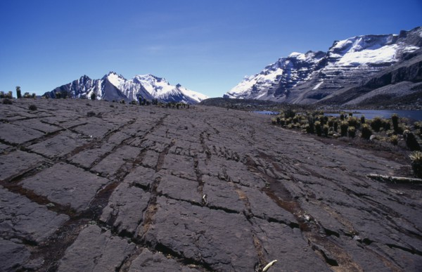 COLOMBIA, Sierra Nevada del Cocuy , "View across harshly weathered limestone karst-like plateau,
