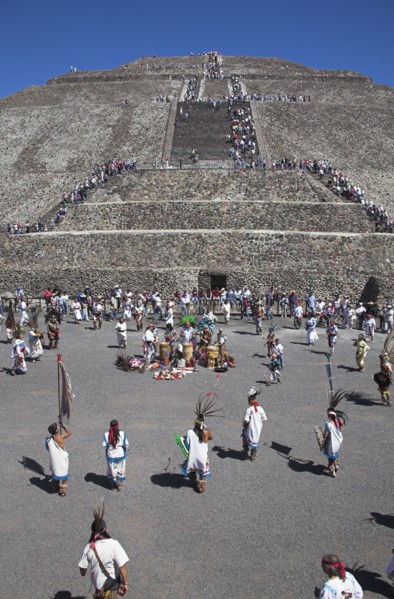 MEXICO, Mexico State, Teotithuacan, "Indians entertaining, Pyramid of the Sun, Piramide del Sol,