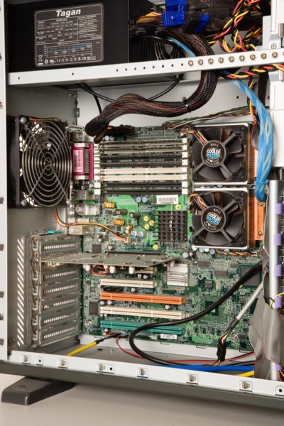 INDUSTRY, Machinery, Computers, "Desktop PC personal computer with the side panel off showing the