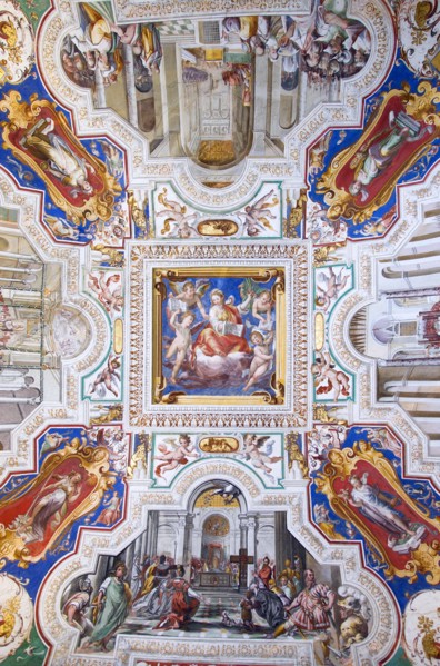 ITALY, Lazio, Rome, Vatican City Painted ceiling detail in the Papal Apartments within the Palace