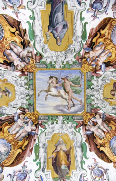 ITALY, Lazio, Rome, Vatican City Painted ceiling detail in the Papal Apartments of the Palace