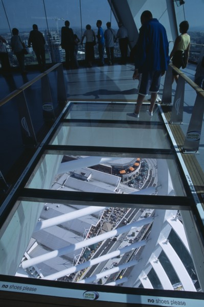 ENGLAND, Hampshire, Portsmouth, "Gunwharf Quays. The Spinnaker Tower. Interior at top of tower with