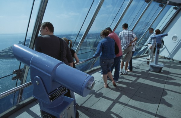 ENGLAND, Hampshire, Portsmouth, "Gunwharf Quays. The Spinnaker Tower. Interior at top of tower on