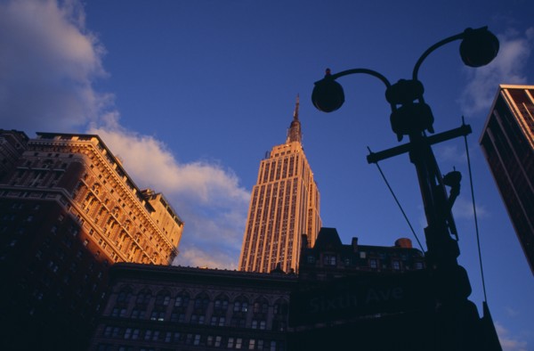 USA, New York, New York City, "Part view of the Empire State Building from 7th Avenue / West 31st