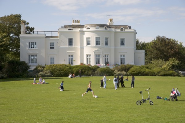 ENGLAND, West Sussex, Worthing, "View of the rear of Beach House, seen from the grounds with