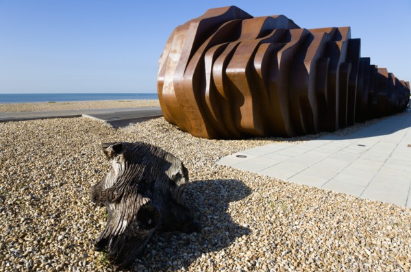 ENGLAND, West Sussex, Littlehampton, The rusted metal structure of the fish and seafood restaurant